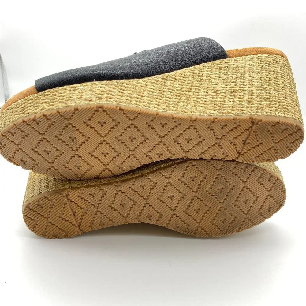 Zodiac Perla‎ wedge sandals size 8.5 black leather